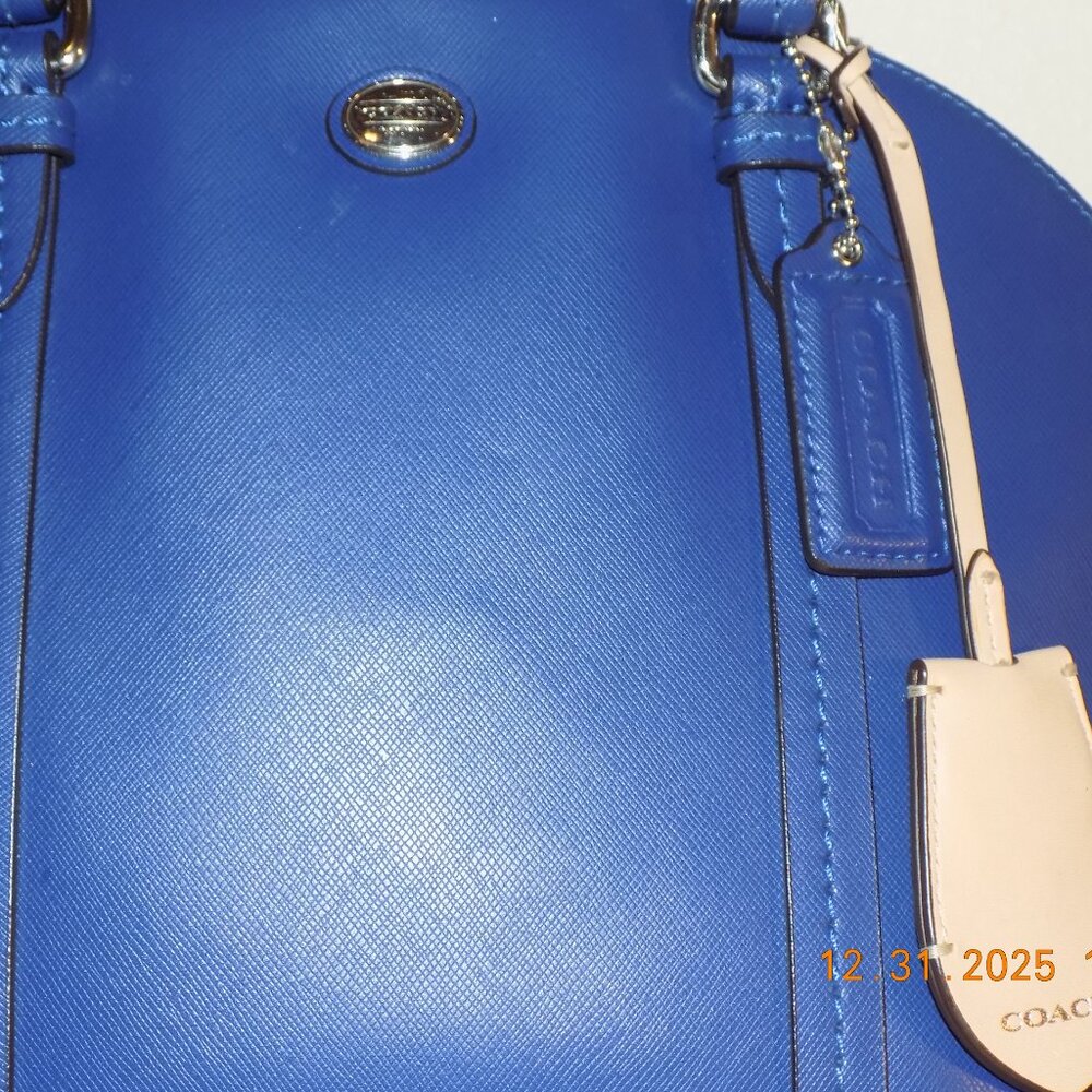 Coach Blue Leather Cora Domed Satchel Bag - Picture 2 of 5